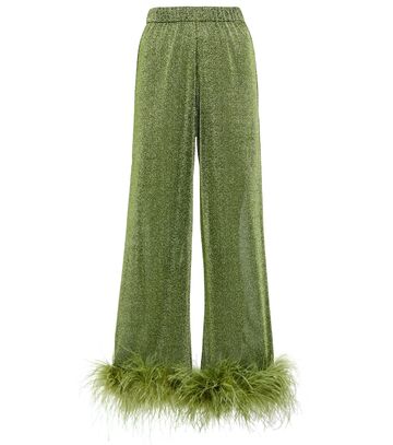 Oséree Lumière Plumage wide-leg pants in green