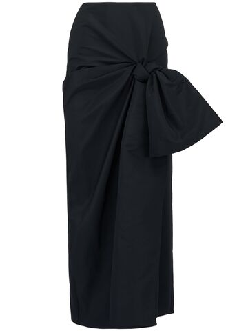 alexander mcqueen bow tech slim long skirt in black