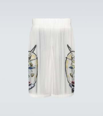 burberry marine sketch sheer plissé shorts in white