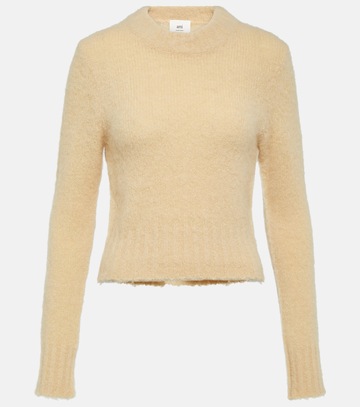 ami paris alpaca and wool-blend sweater in yellow