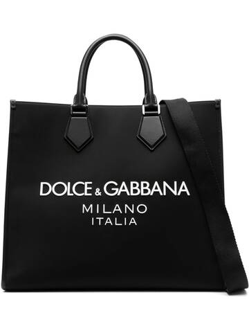 dolce & gabbana large logo-embossed tote bag - black