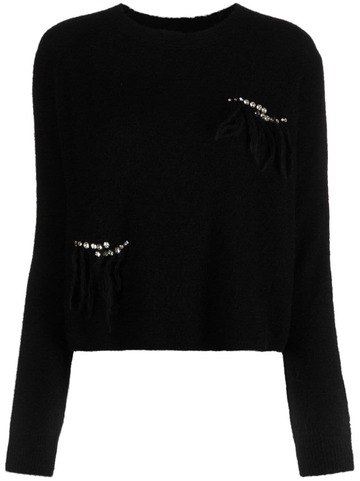 twinset rhinestone-embellished knitted jumper - black