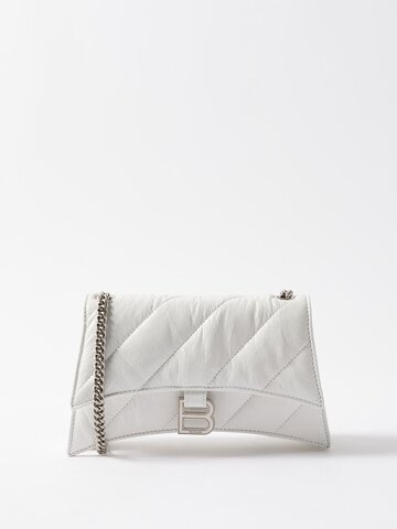 balenciaga - crush s quilted creased-leather cross-body bag - womens - white