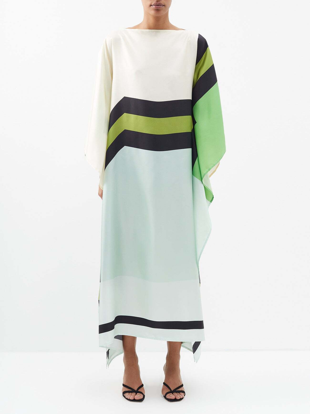 Louisa Parris - The Long Scarf Silk Crepe De Chine Maxi Dress - Womens - Green Multi