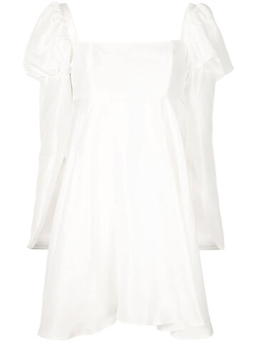 macgraw puff-shoulder flared dress in white