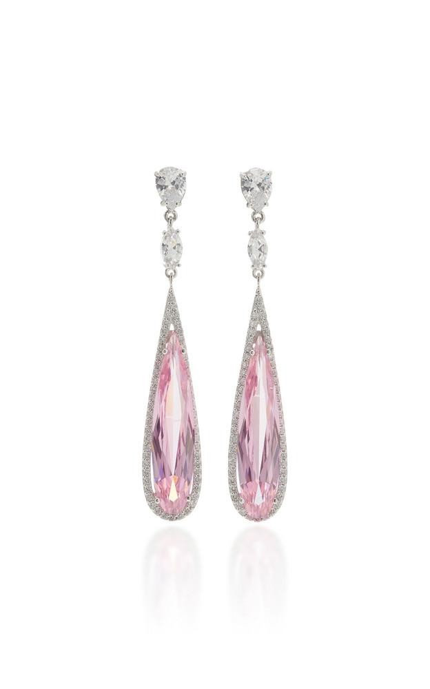 Anabela Chan Shard 18K White Gold Vermeil Diamond, Sapphire Earrings in pink