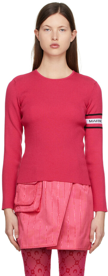 Marine Serre Pink Wool Sweater in fuchsia