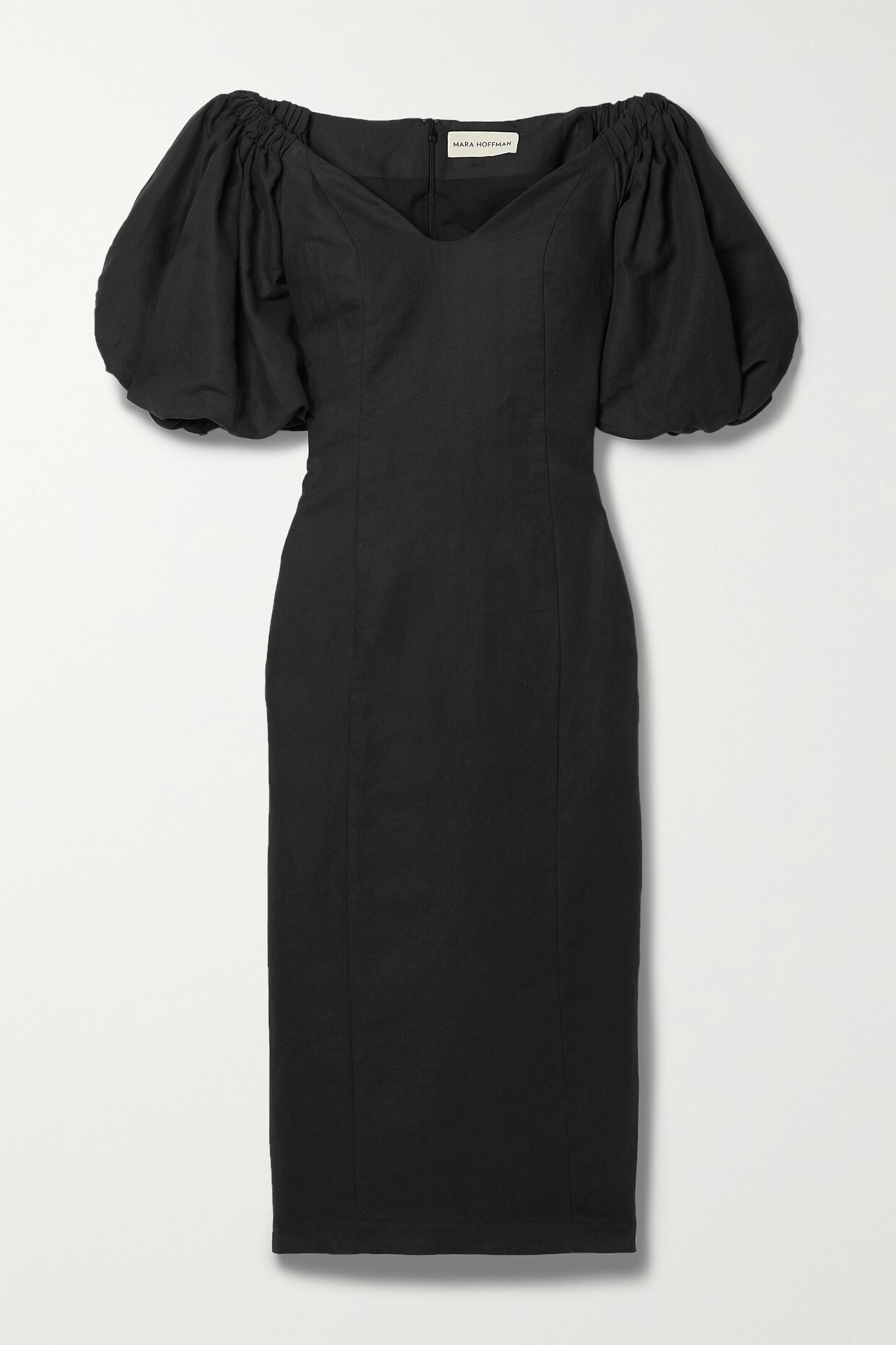 Mara Hoffman - Namari Off-the-shoulder Linen And Organic Cotton-blend Twill Midi Dress - Black