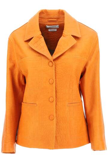 Saks Potts sarah Croco Leather Blazer in orange