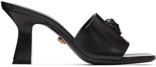 Versace Black 'La Medusa' Heeled Sandals