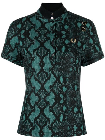 fred perry x amt winehouse foundation snake-print polo shirt - green
