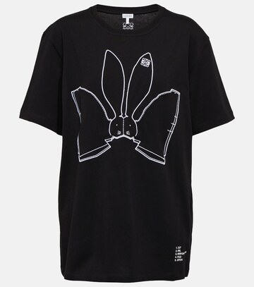 Loewe Embroidered cotton jersey T-shirt in black