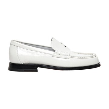 santoni leather penny loafer in white