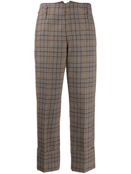 Brunello Cucinelli plaid cropped trousers in brown