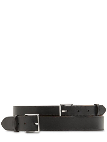 ALEXANDER MCQUEEN 60mm Double Smooth Leather Belt in black