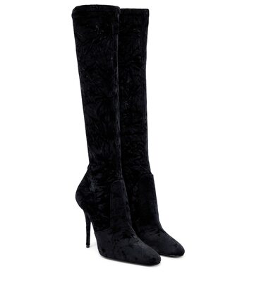 Saint Laurent Talia velvet knee-high boots in black