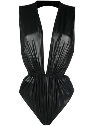 rick owens lilies plunge ruched body - black