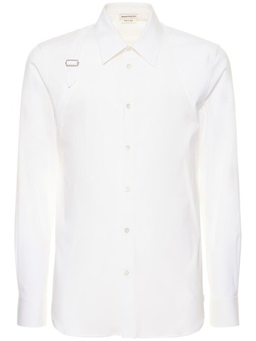 alexander mcqueen harness stretch cotton poplin shirt in white