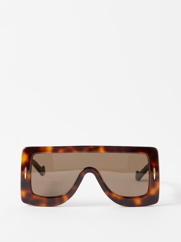 loewe eyewear - shield tortoiseshell-acetate sunglasses - womens - black brown multi