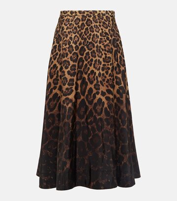 valentino leopard-print silk midi skirt
