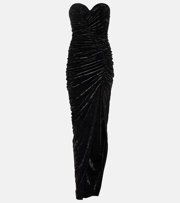 alexandre vauthier ruched velvet gown in black