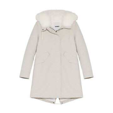 Yves Salomon Fur and technical cotton parka in beige