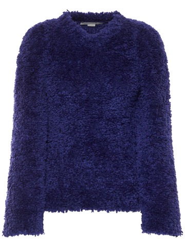 STELLA MCCARTNEY Furry Wool Blend Knit Crop Sweater in purple