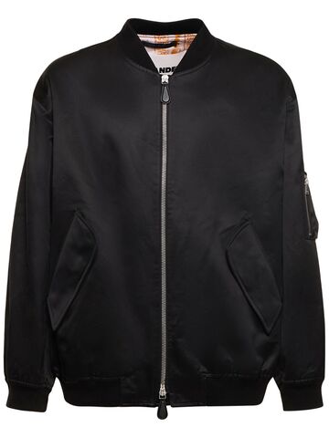 jil sander shiny cotton bomber jacket in black