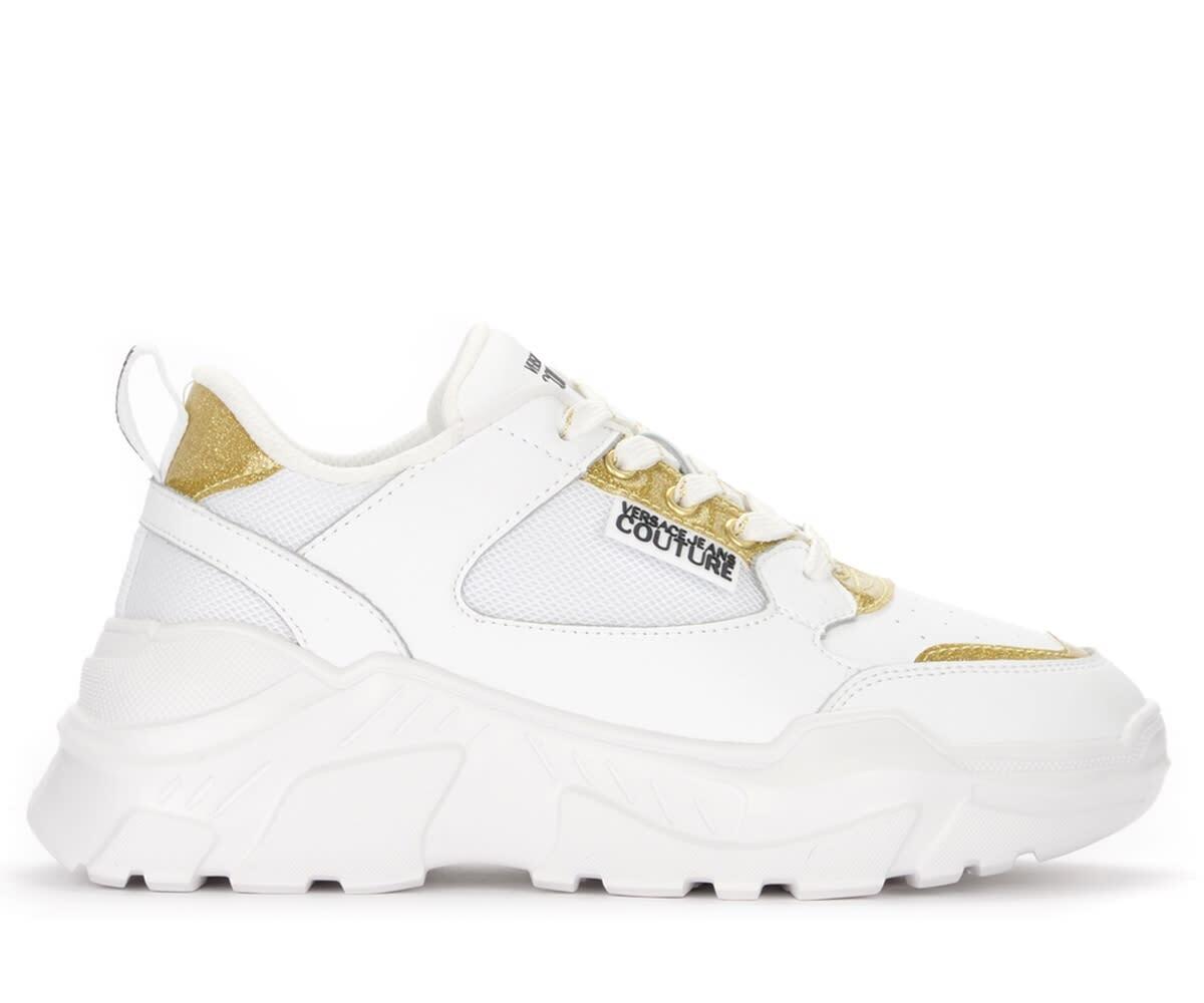 Versace Jeans Couture White Sneaker With Golden Details