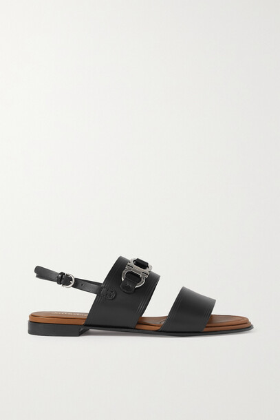 Salvatore Ferragamo - Embellished Leather Sandals - Black