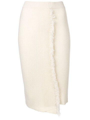 Cashmere In Love high-waisted fringed skirt in white