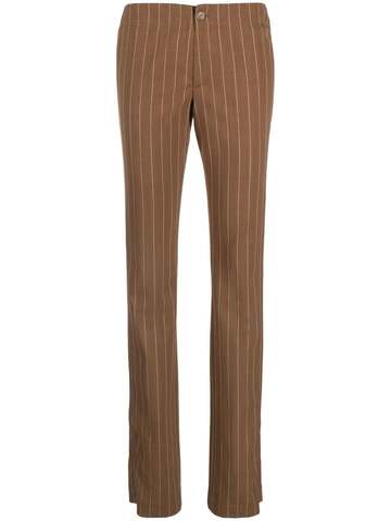 filippa k pinstripe-pattern slim-fit trousers - brown