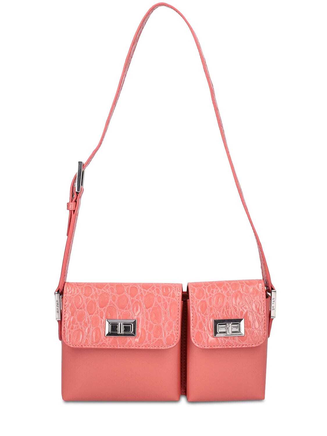 BY FAR Baby Billy Croc & Semi Patent Bag in pink