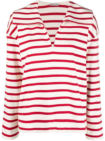 12 STOREEZ striped collared top in red