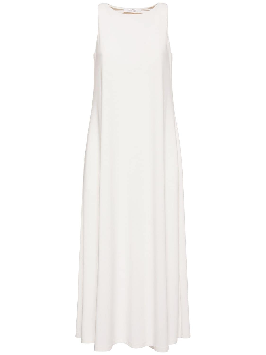 MAX MARA Stretch Jersey Sleeveless Midi Dress in white
