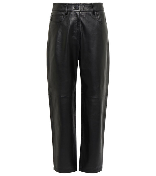 'S Max Mara Liana high-rise leather pants in black