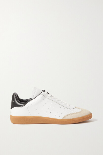 Isabel Marant - Bryce Suede-trimmed Perforated Leather Sneakers - White