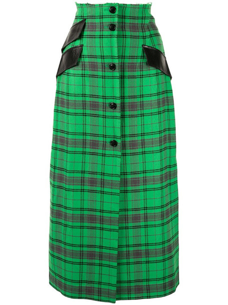 Yang Li plaid midi skirt in green