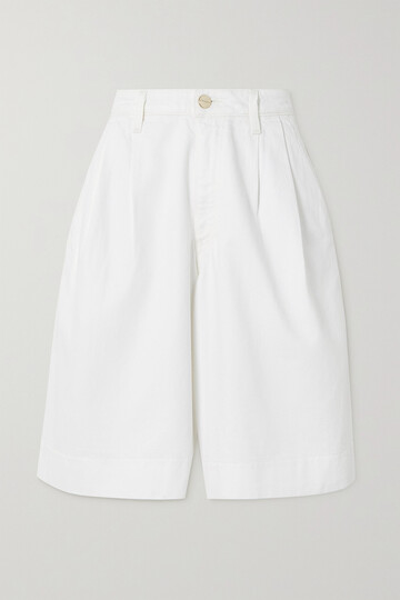 goldsign - the scout pleated denim shorts - white