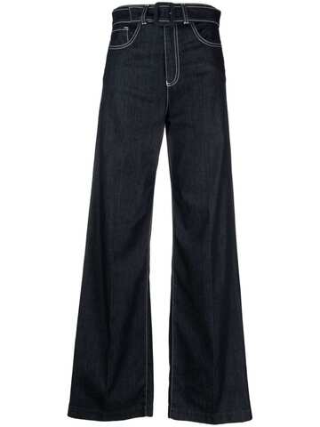 emporio armani belted wide-leg jeans - blue