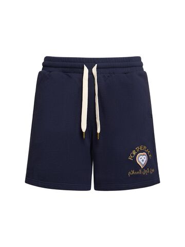 casablanca for the peace cotton sweat shorts in navy
