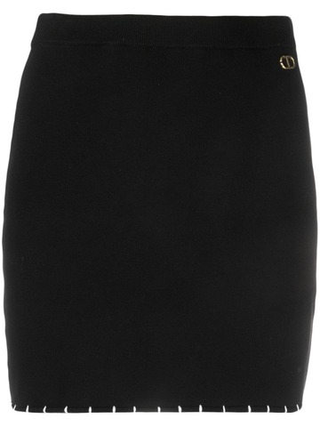 twinset contrast-stitching mini skirt - black