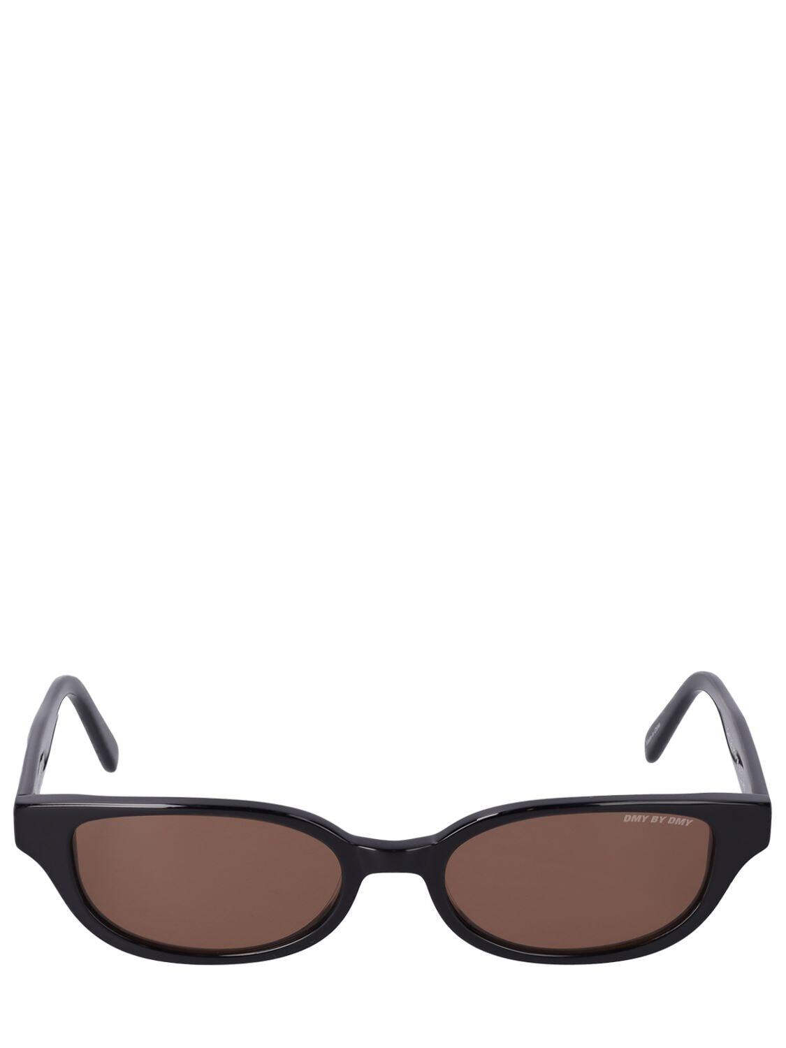 DMY BY DMY Romi Round Acetate Sunglasses in black / brown