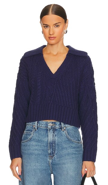 song of style galiena cable sweater in navy