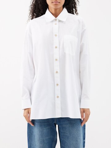 gucci - oversized cotton-poplin shirt - womens - white