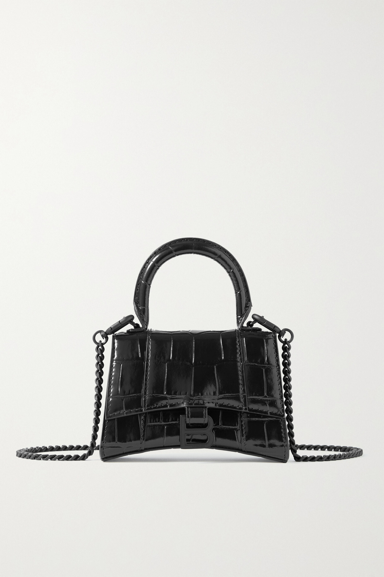 Balenciaga - Hourglass Mini Croc-effect Leather Tote - Black