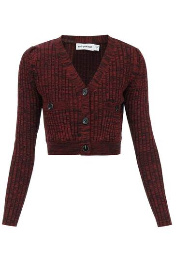 self-portrait Cropped Cardigan in black / red