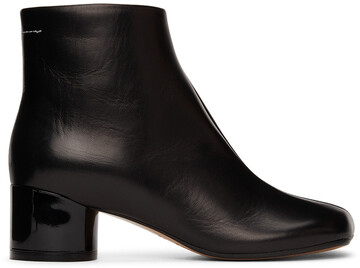 mm6 maison margiela black leather ankle boots