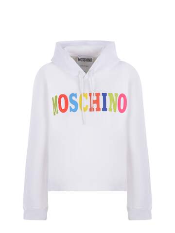 Felpa Hoodie Moschino Couture In Cotone in bianco