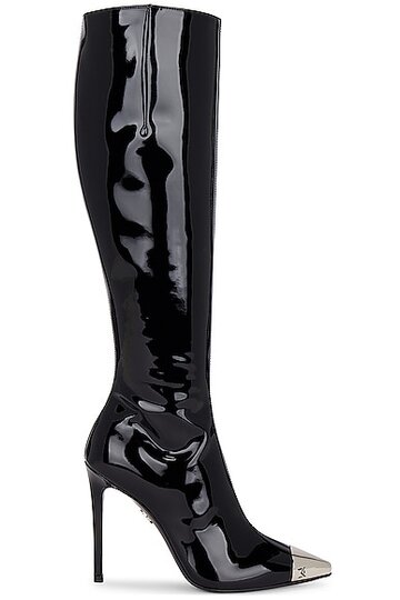 david koma patent leather metal nose boot in black